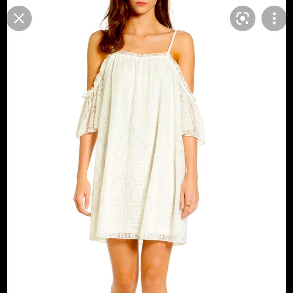 NWOT White Lacey cold shoulder dress XS from love, FIRE